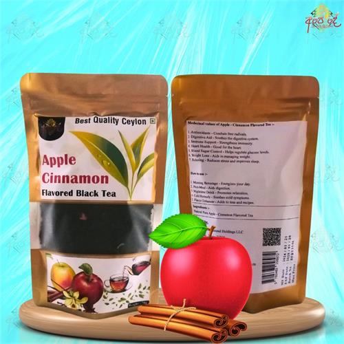 Apple Cinnamon Flavored Black Tea 70g   Aromatic & Refreshing Blend