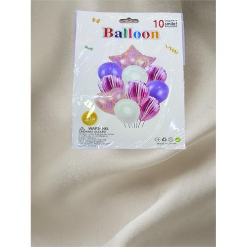 10 Pcs Birhtday Foil Balloons - Heart & Star Design