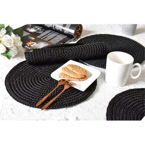 1 Pc Crochet Table Placemat - Black