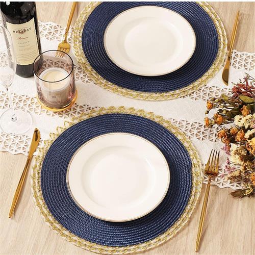 1 Pcs Round Gold border Table Placemat