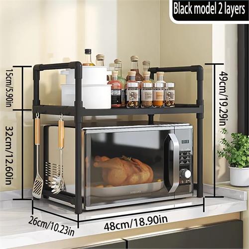 2 Layer Black Kitchen Storage Rack