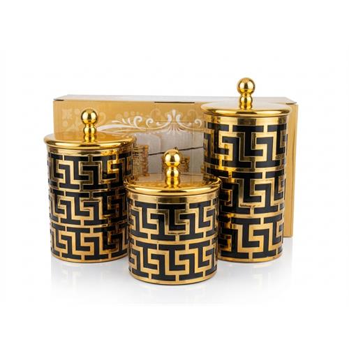 3 Pcs Candy Airtight Storage Jars - Round Black Tint