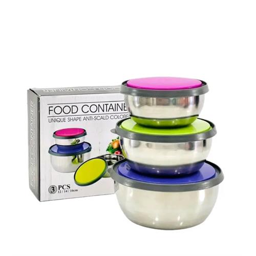 3 Pcs Stainless Steel Airtight Container