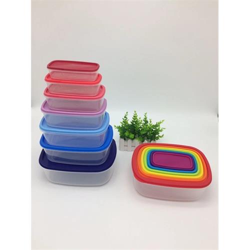 7 Pcs Rectangle Rainbow Food Container Set