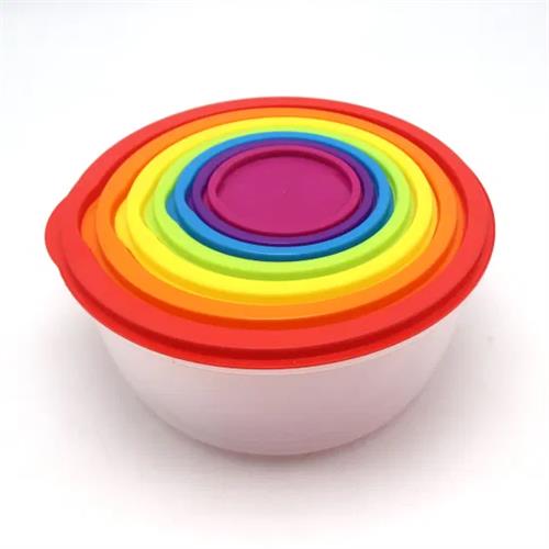 7 Pcs Round Rainbow Food Container Set