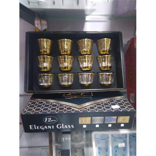 12 Pcs Elegant Golden Glass Set