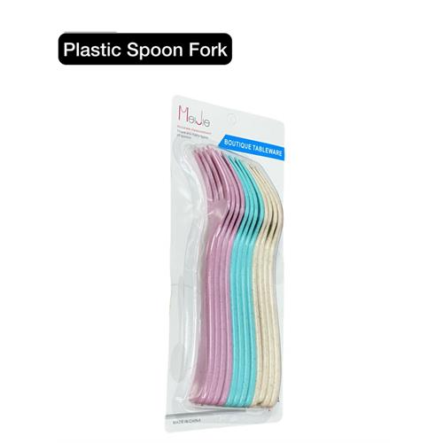 12 Pcs Plastic Colors Fork Spoon