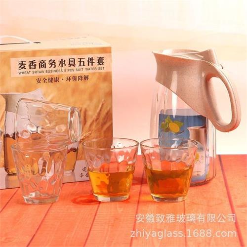 5 Pcs Glass Pitcher Water Jug Drinking Set