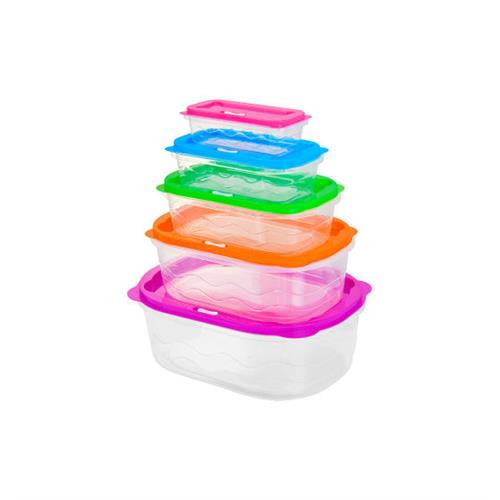 5 Pcs Rectangle Rainbow Food Container Set