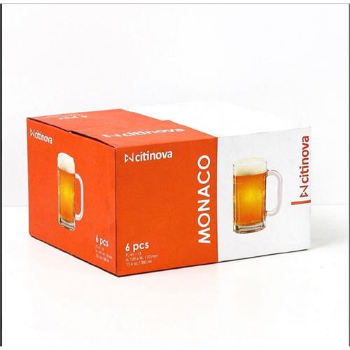 6 Pcs Citinova Monaco Beer Glass Set - 380ml