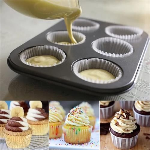 6 Pcs Cup Cake Baking Tray