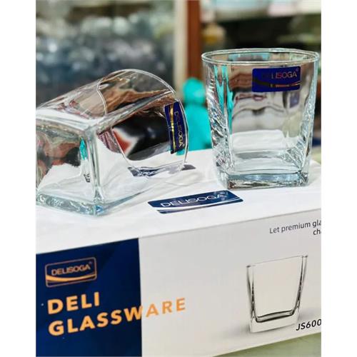 6 Pcs Delisoga Square Glass Cup Set - JS6001-3