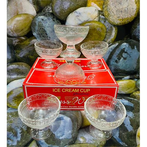 6 Pcs Glass Ice Cream Cup Set - IC7