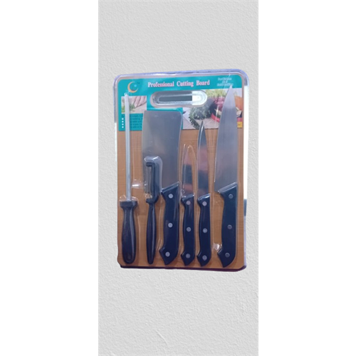 6 Pcs Kitchen Knife With Cutting Board