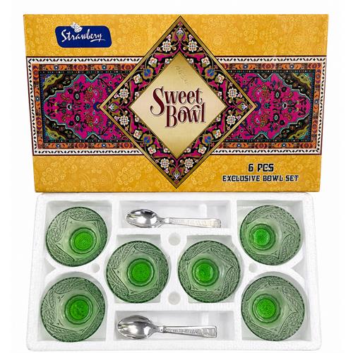 6 Pcs Sweet Bowl Set Elegant Glass