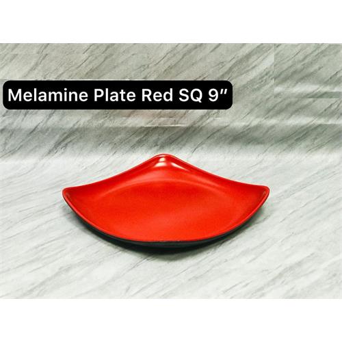 9 Inch Melamine Square Plate - Red
