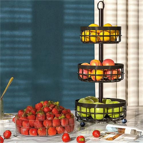 Hanging 3 Tiers Round Metal Fruit Basket