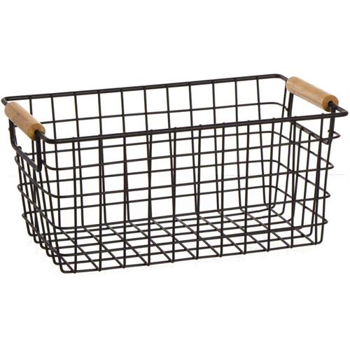 Metal Basket with Wooden Handle