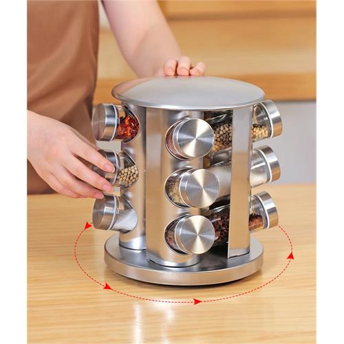 Stainless Steel 12 Pcs Rotating Spice Rack