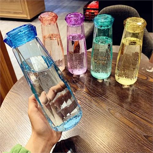 Diamond Design Glass Water Bottle - 500ml