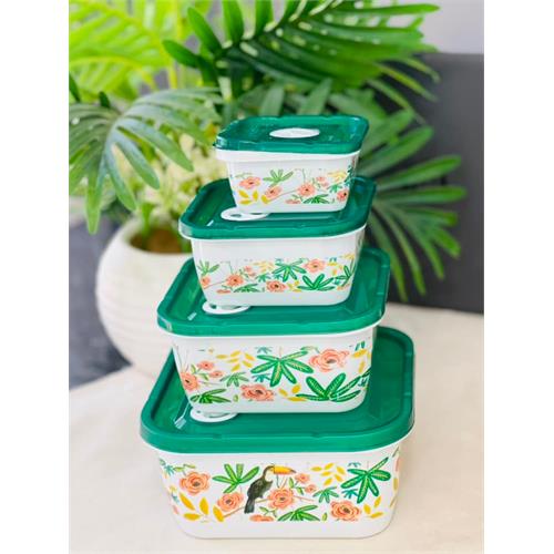 Floral Pattern 4 Box Container Set