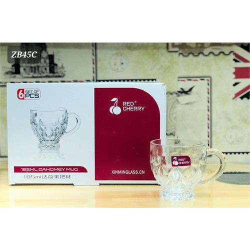Red Cherry 6 Pcs Dahomey Glass Mug Set - 185ml