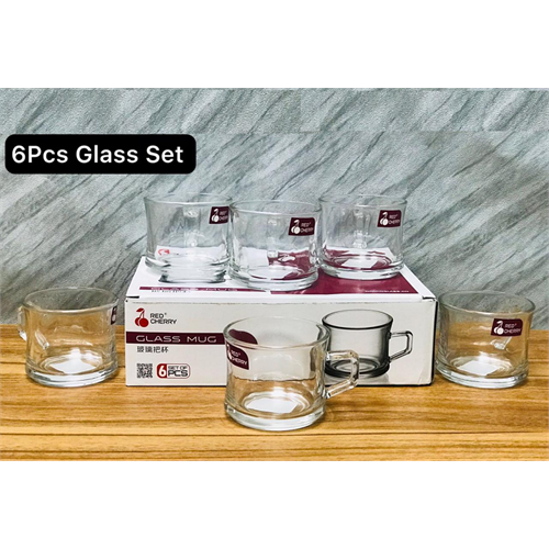 Red Cherry 6 Pcs Glass Mug Set