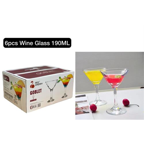 Red Cherry 6 Pcs Wine Glass Set - 190ml GOBLET