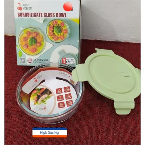 Red Cherry Borosilicate Round Glass Bowl 620ml