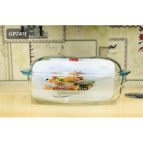 Red Cherry Glass Pot With Lid 3.0L