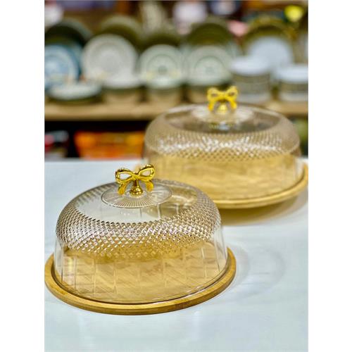 Wooden Base Cake Dish