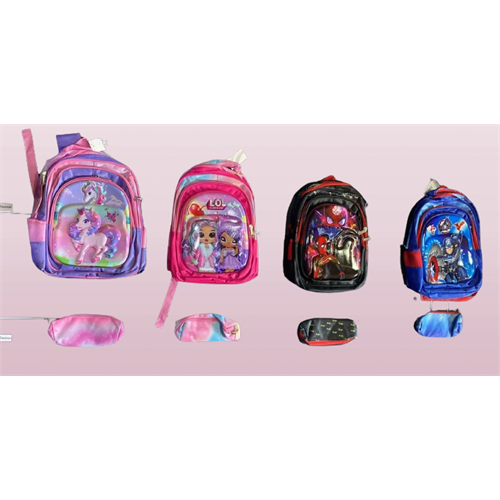 Kids Cartoon Backpack With Pencil Purse