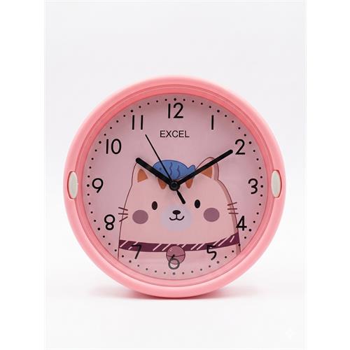 Excel Childrens Pink Cat Wall Clock - 645-13