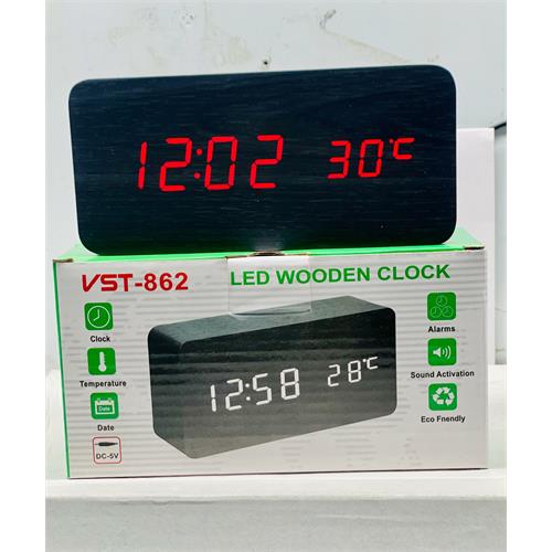 VST-862 Digital Voice Control Wooden Clock