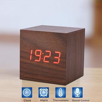 VST-869 Digital Voice Control Wooden Clock