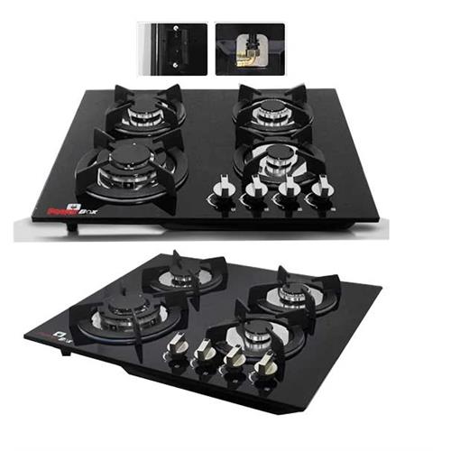 HappyHome Glass Top 4 Burner Gas Cooker