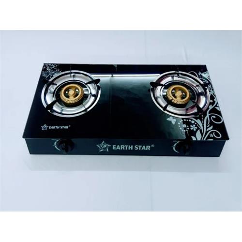 Earth Star Double Burner Glass Top Gas Cooker ES-787GLTB