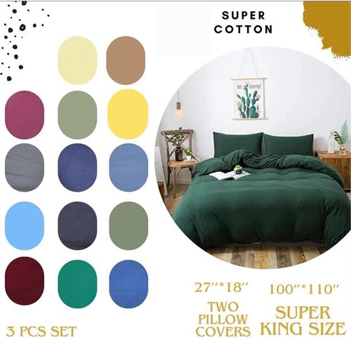 3 Pcs Super Cotton Bed Sheet & Pillow Cover