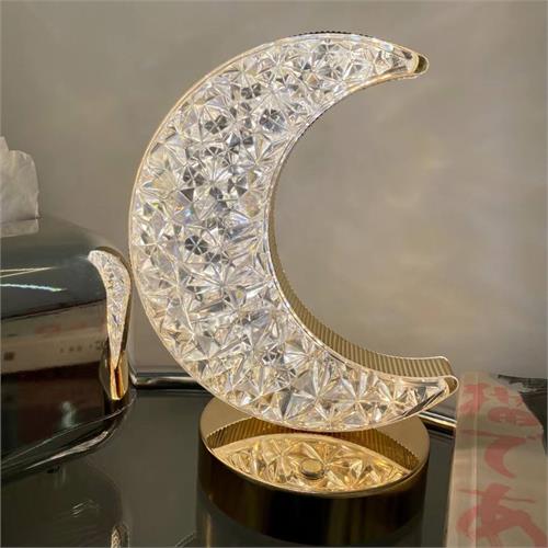 Diamond Crystal Moon Shaped Rechargeable Table Lamp