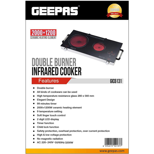 GEEPAS Double Burner Infrared Cooker