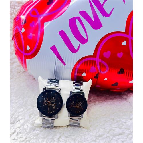 King & Queen Sliver Couple Watch