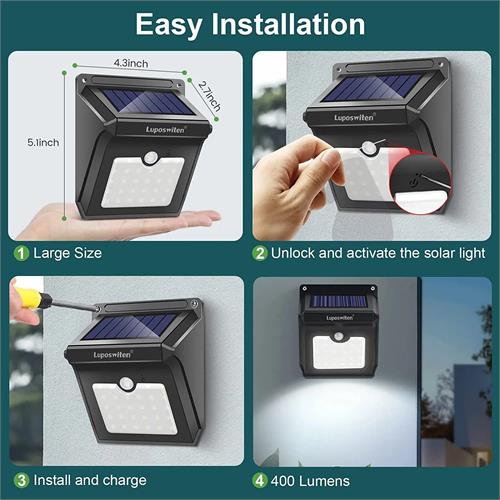 112 LED Solar Motion Sensor Wall Light