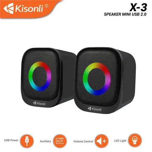 Kisonli X3 USB 2.0 Multimedia Speaker with RGB light