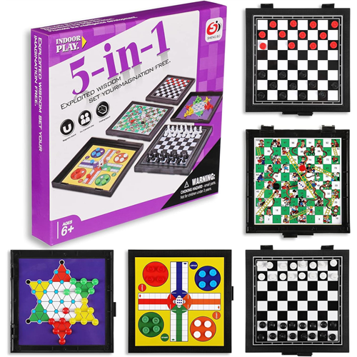 5 In 1 Magnetic Chess And Ludo Family Game