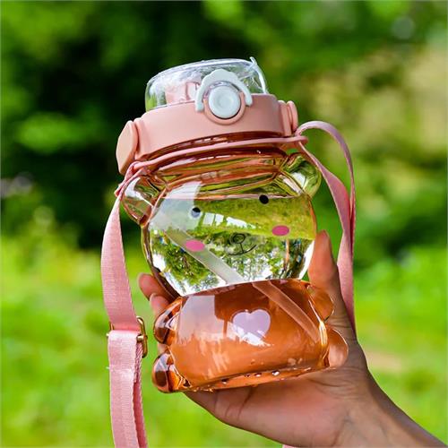 Pink Cute Bear Shaped Water Bottle 1000ml