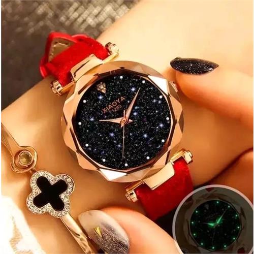 Ladies Luminious Fashion Starr Sky watches (Red Strap)