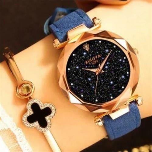 Ladies Luminious Fashion Starry Sky watches (Blue Strap)