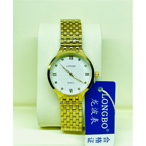 LONGBO Gold Steel Ladies White Dial Watch