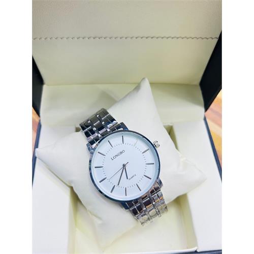 Longbo White DialSapphire Stainless Steel Luxury Watch