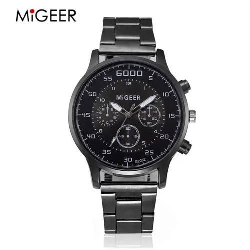 Migeer Mens Black Dial Chain Watch